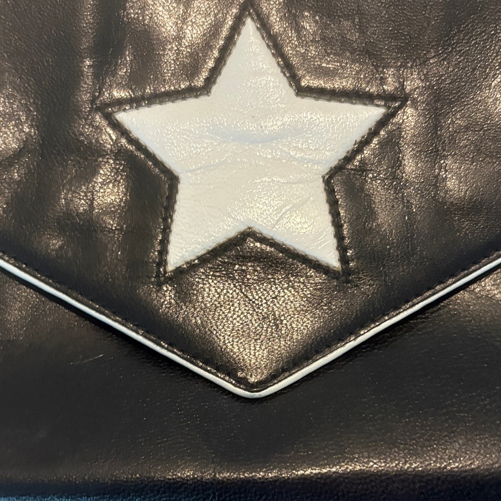 Kerry Stansfield - Black w/white Star handmade leather Handbag - Picture 2 of 9